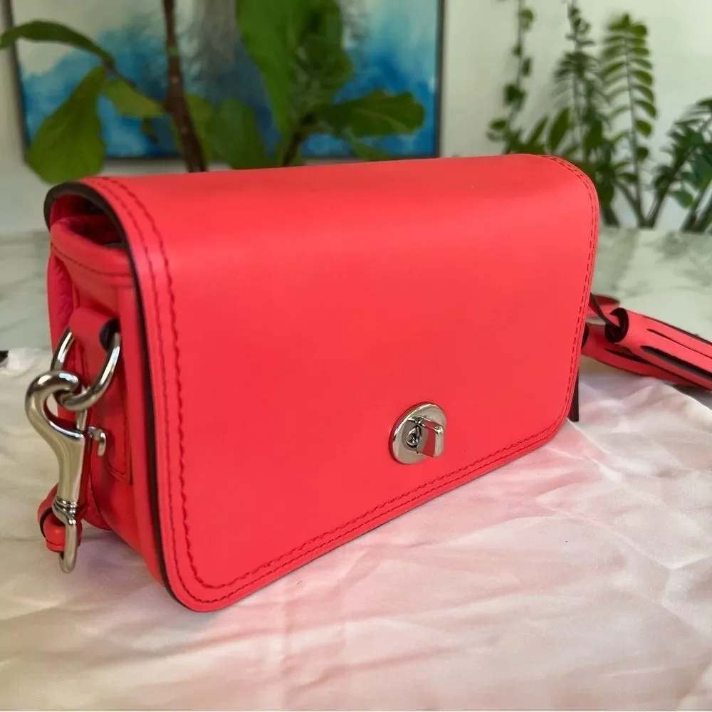 NWOT Coach Legacy Leather Penny Shoulder Crossbody Bag 19914 Bright Coral Pink